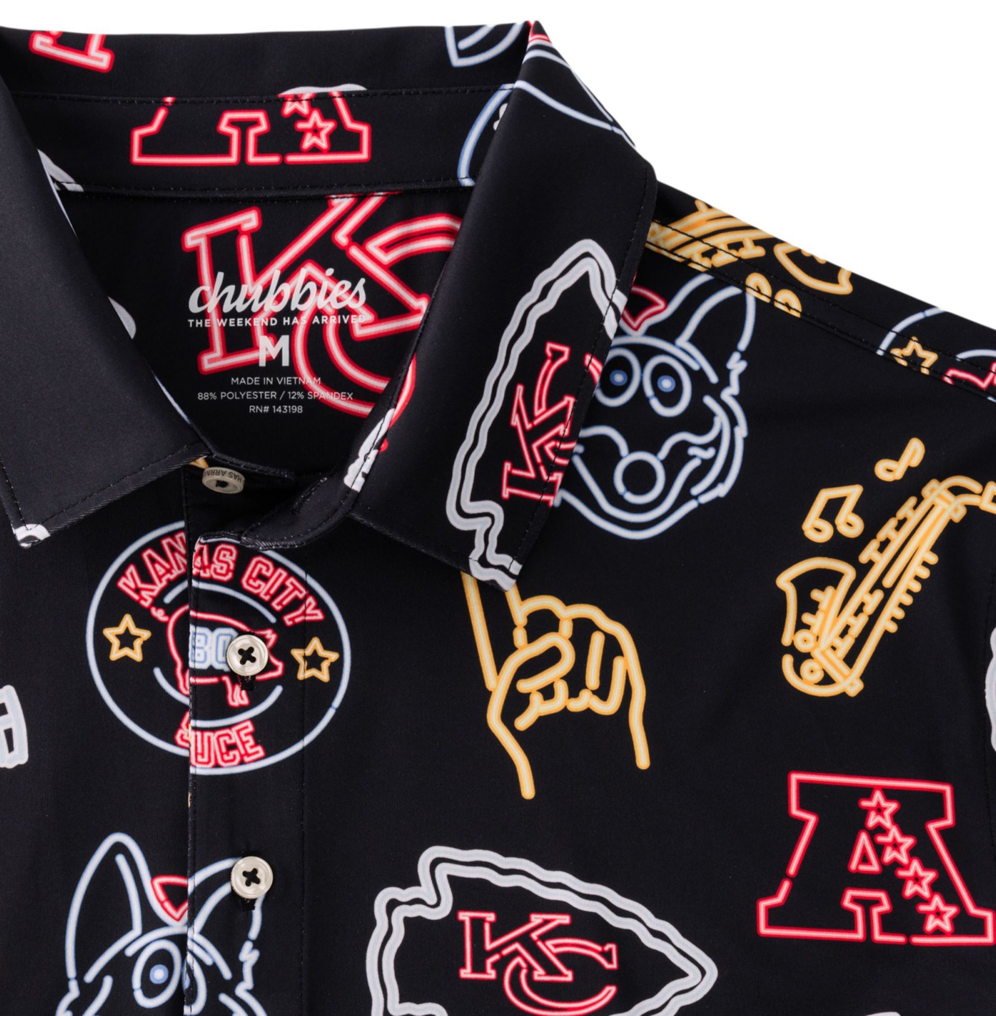chubbies Men's Kansas City Chiefs Black Neon Polo product image