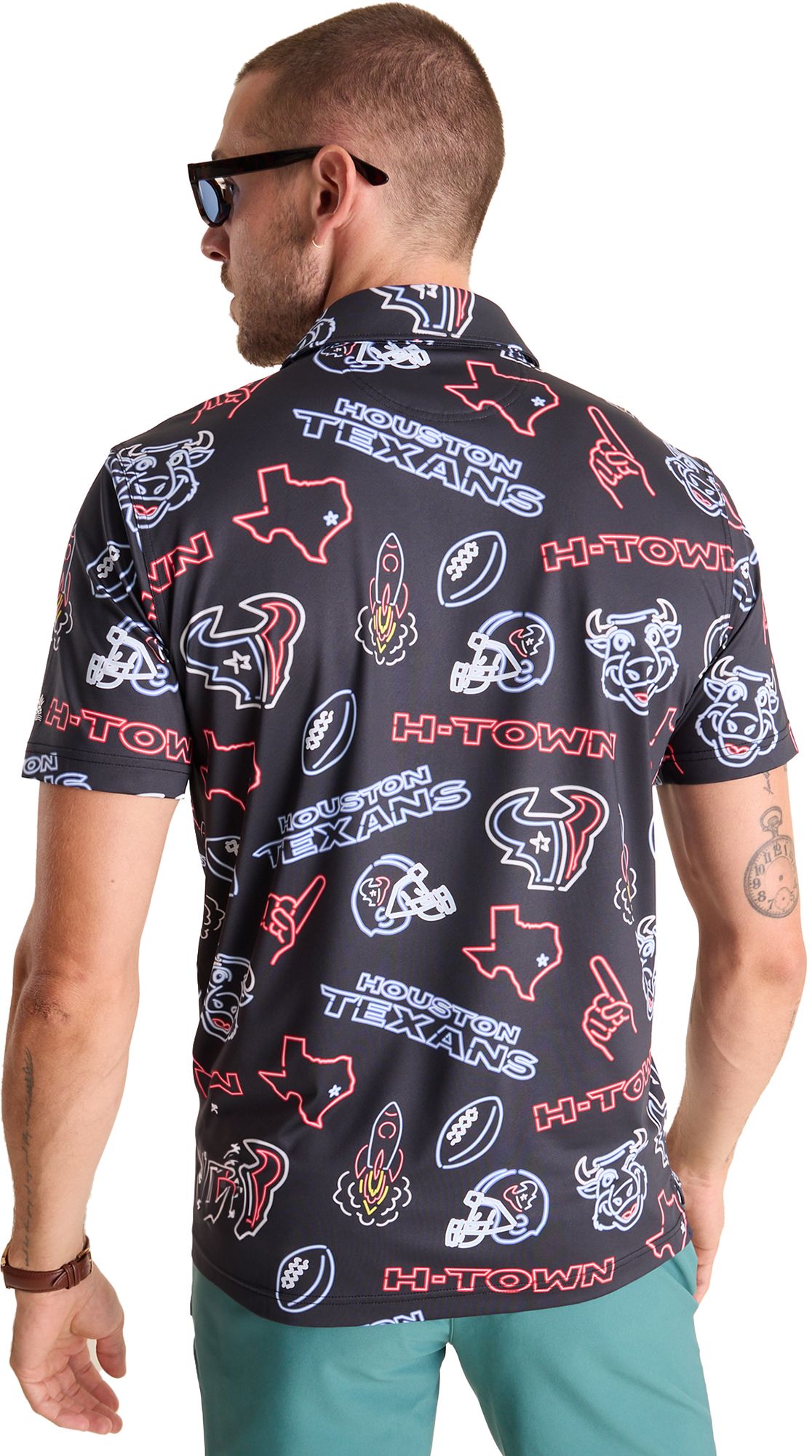 chubbies Men's Houston Texans Black Neon Polo product image