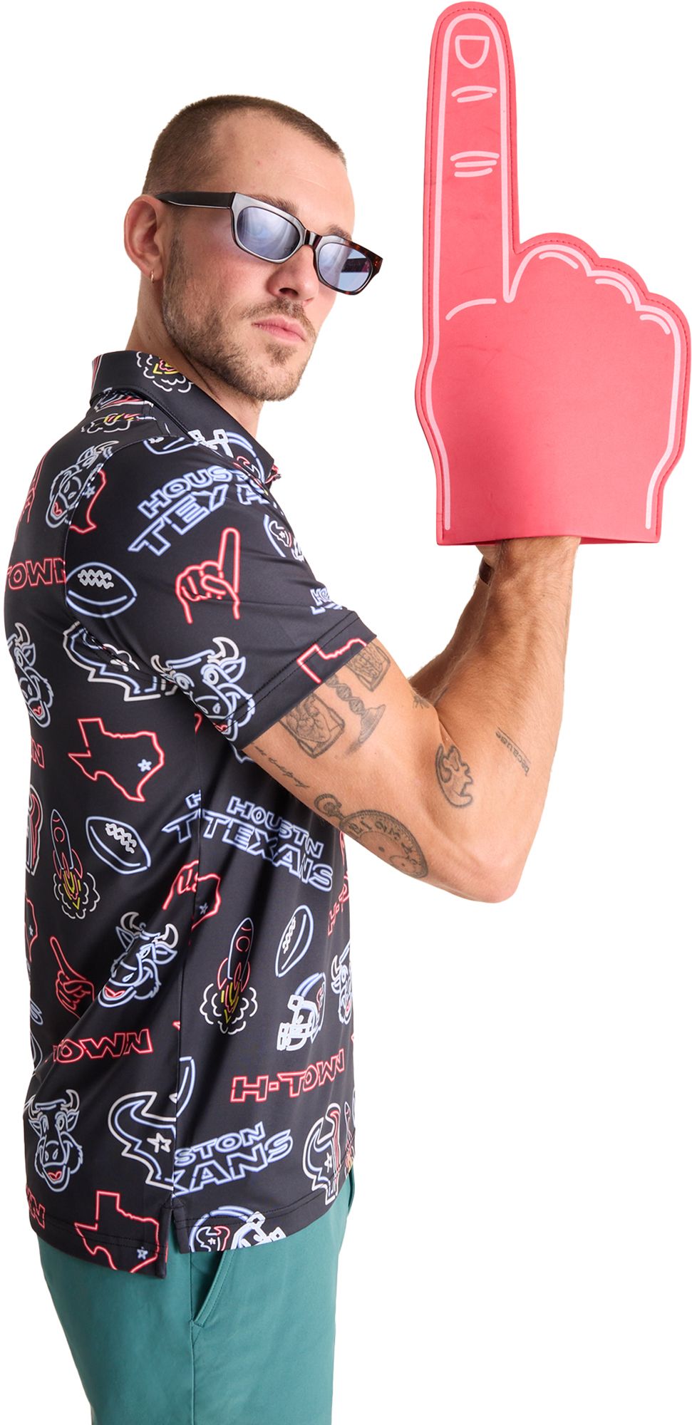 chubbies Men's Houston Texans Black Neon Polo product image