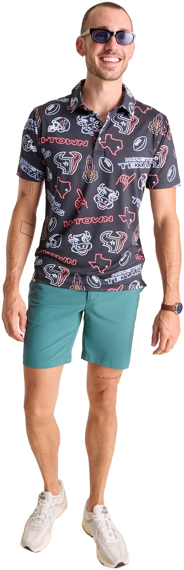 chubbies Men's Houston Texans Black Neon Polo product image