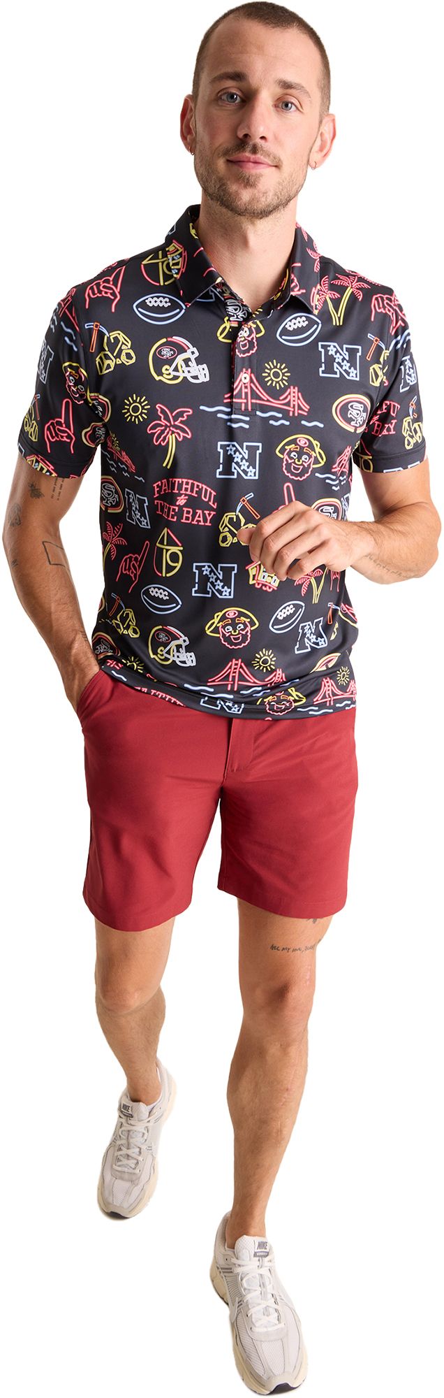 chubbies Men's San Francisco 49ers Black Neon Polo product image