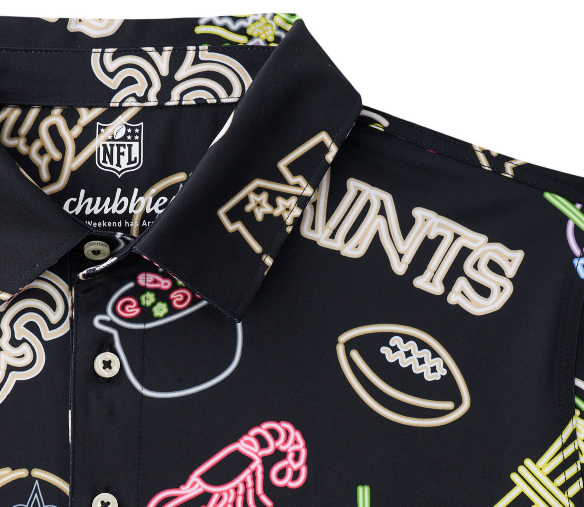chubbies Men's New Orleans Saints Black Neon Polo product image