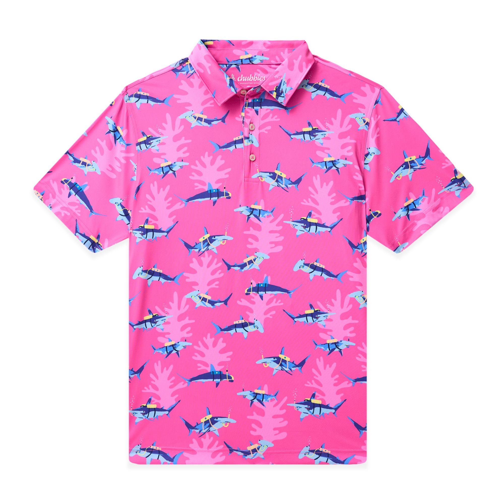 Chubbies Men's The Great Pink Shark Golf Polo product image