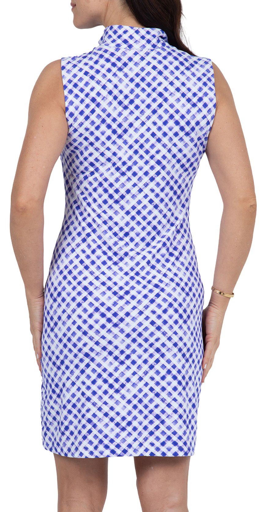 IBKUL Women's Gingham Check Print Sleeveless Mock Golf Dress product image
