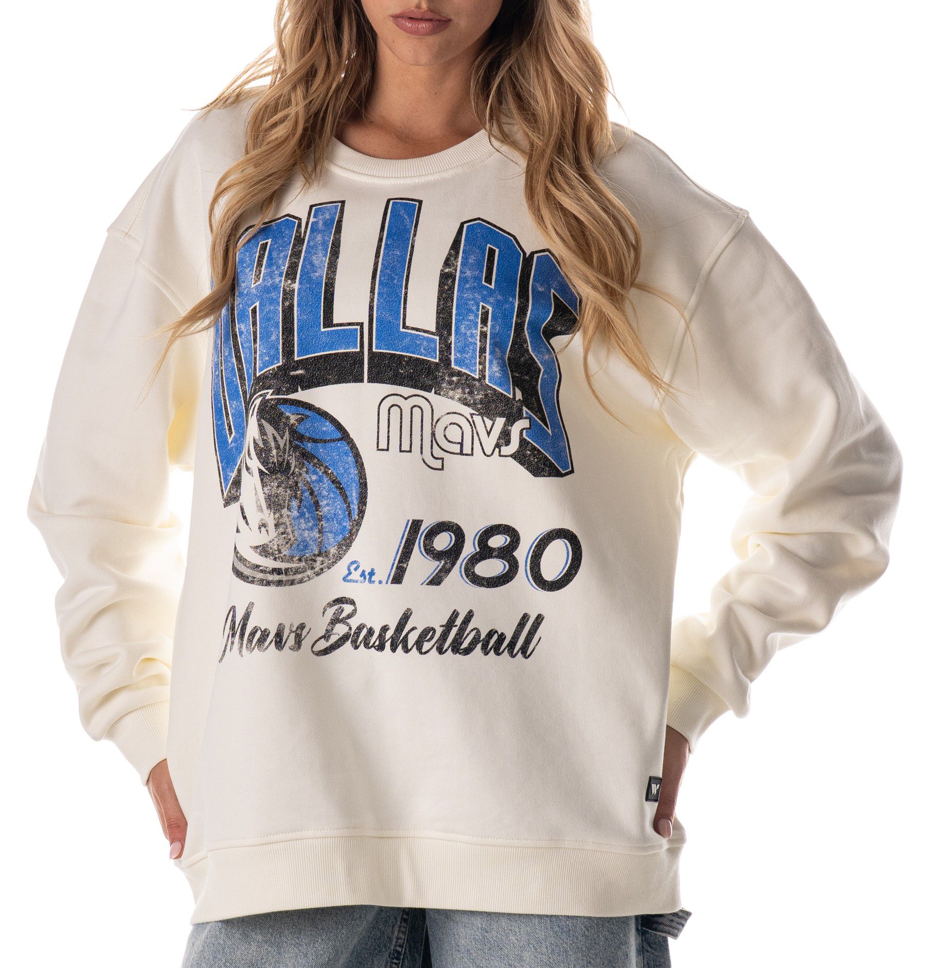 The Wild Collective Adult Dallas Mavericks Off-White Graphic Crewneck Sweatshirt product image
