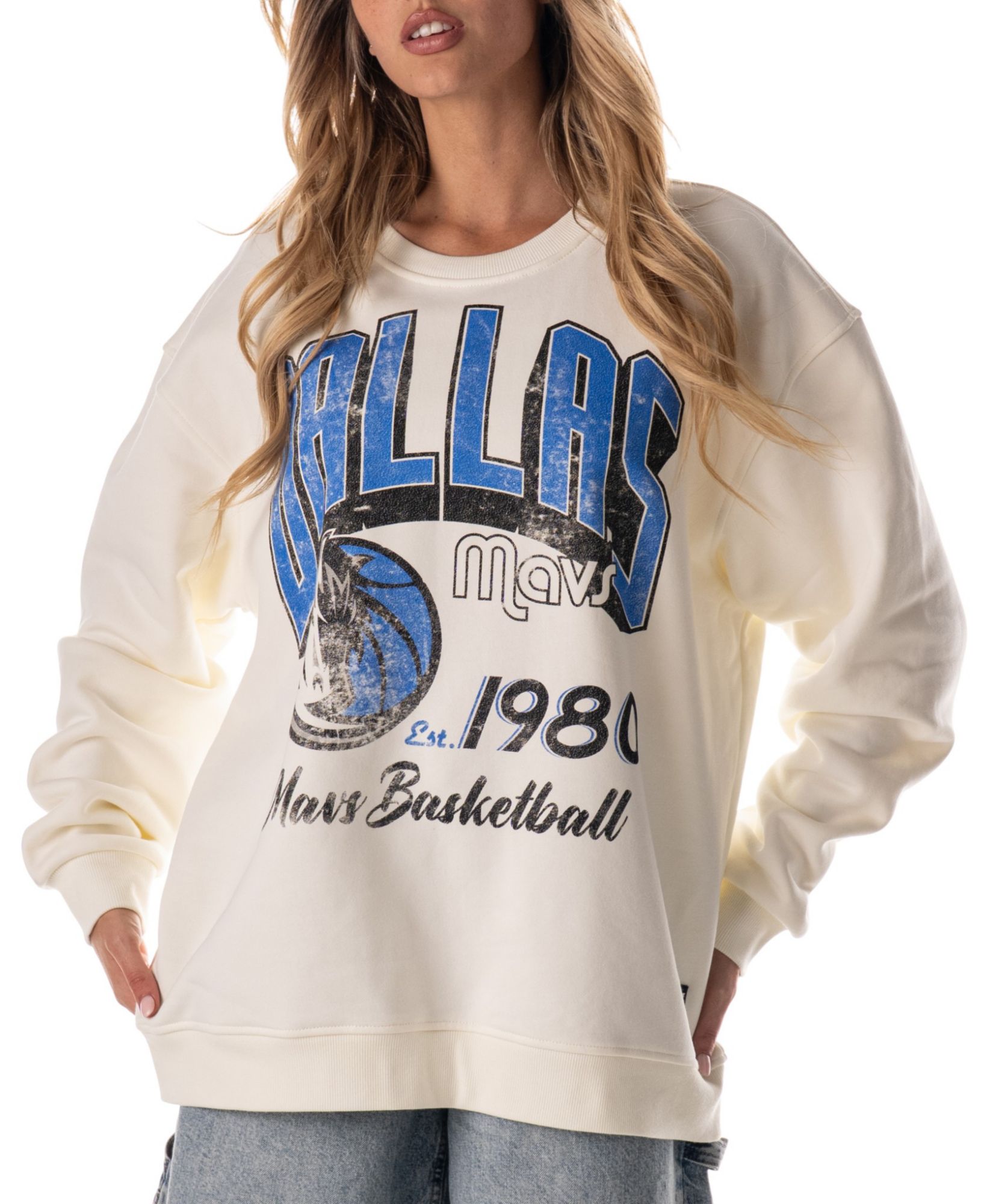 The Wild Collective Adult Dallas Mavericks Off-White Graphic Crewneck Sweatshirt product image