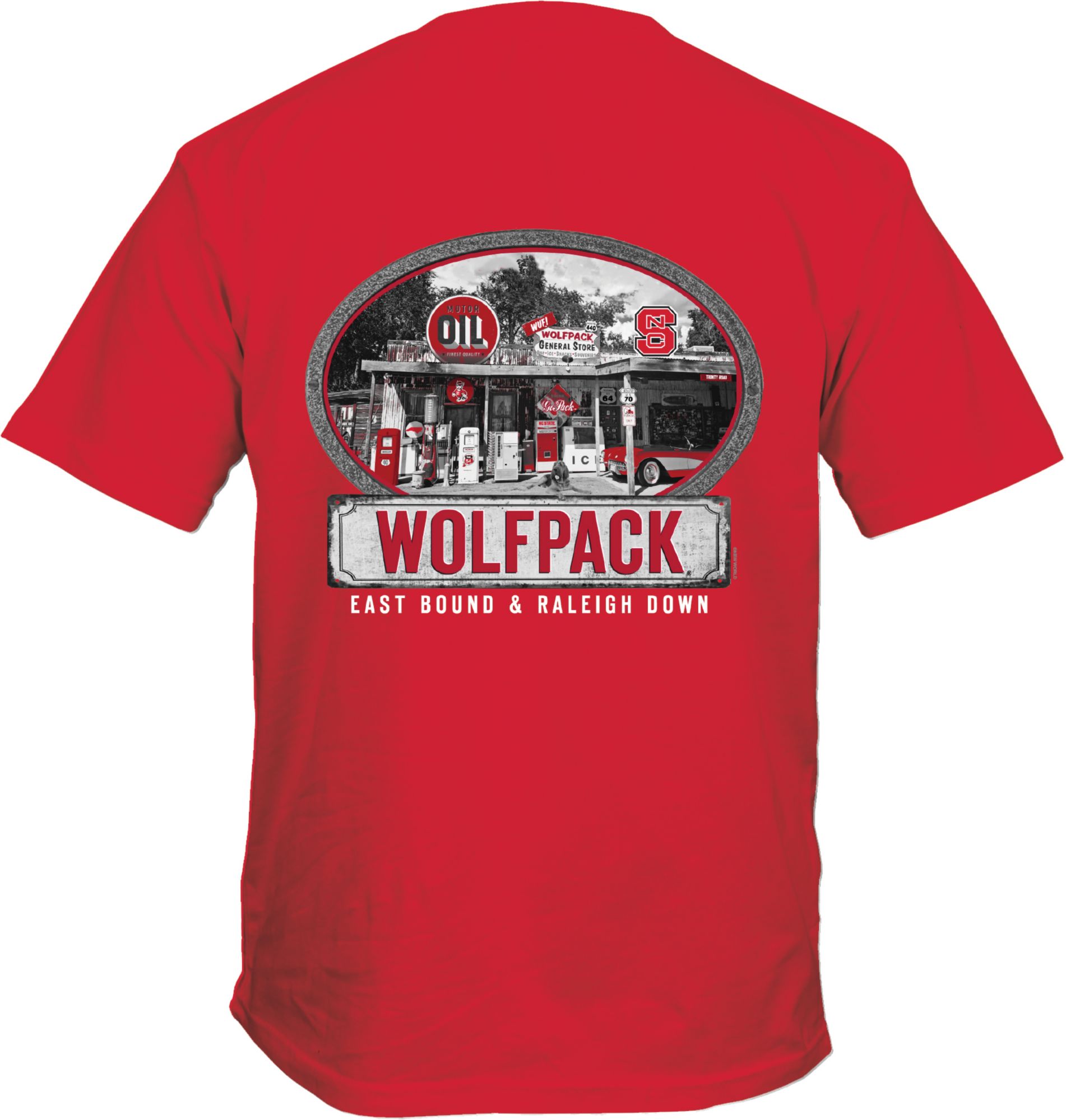 New World Graphics Men's NC State Wolfpack Red Eastbound & Raleigh Down T-Shirt product image