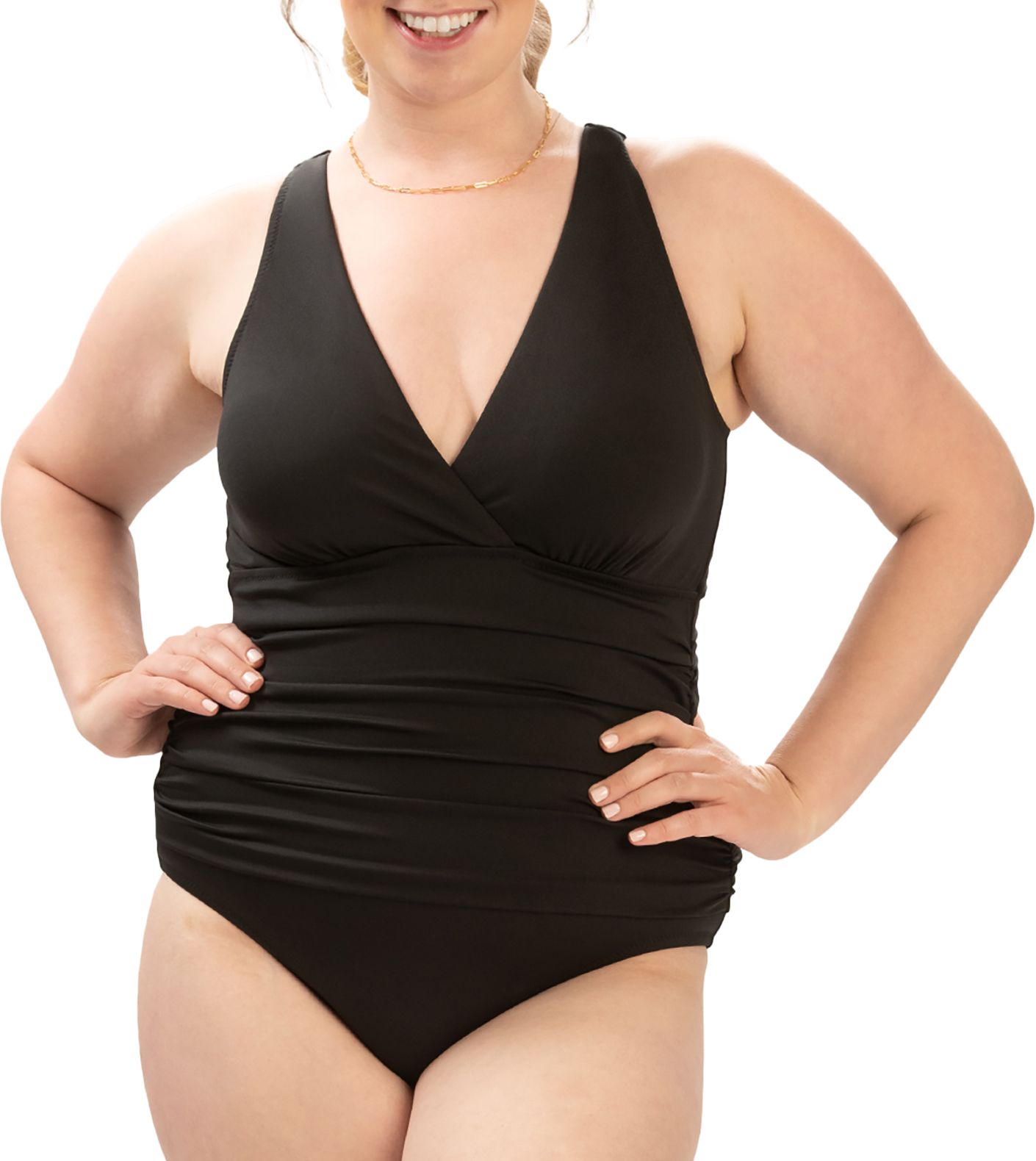 Dolfin Women's Surplice Wrap Front One-Piece Swimsuit