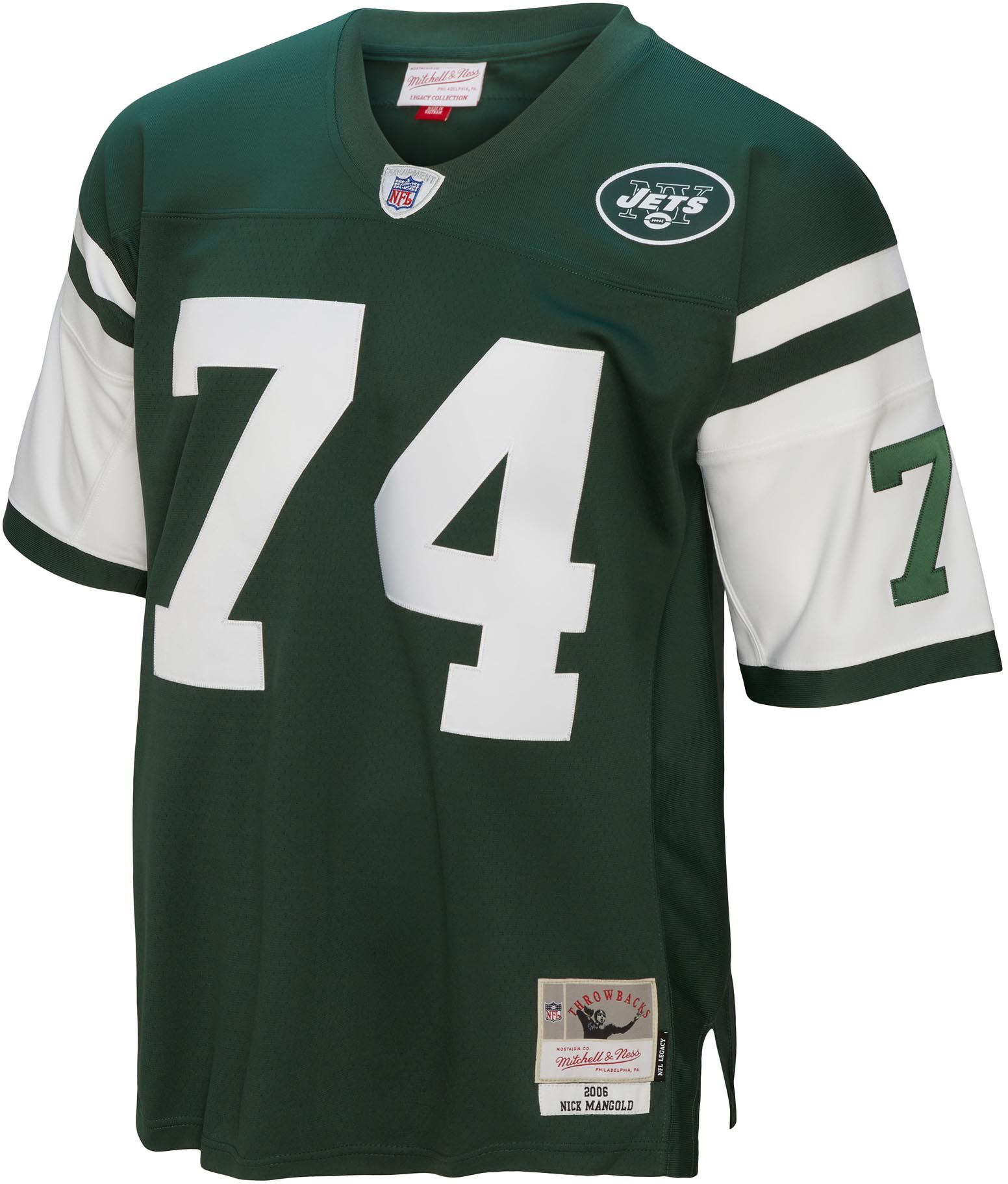 Mitchell & Ness Men's New York Jets Nick Mangold #74 2006 Green Throwback Jersey