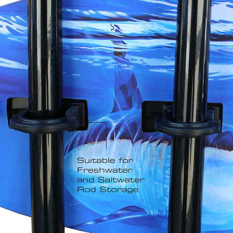 Rush Creek Guy Harvey Shark Bite Fishing Wall Storage 6 Rod Holder product image