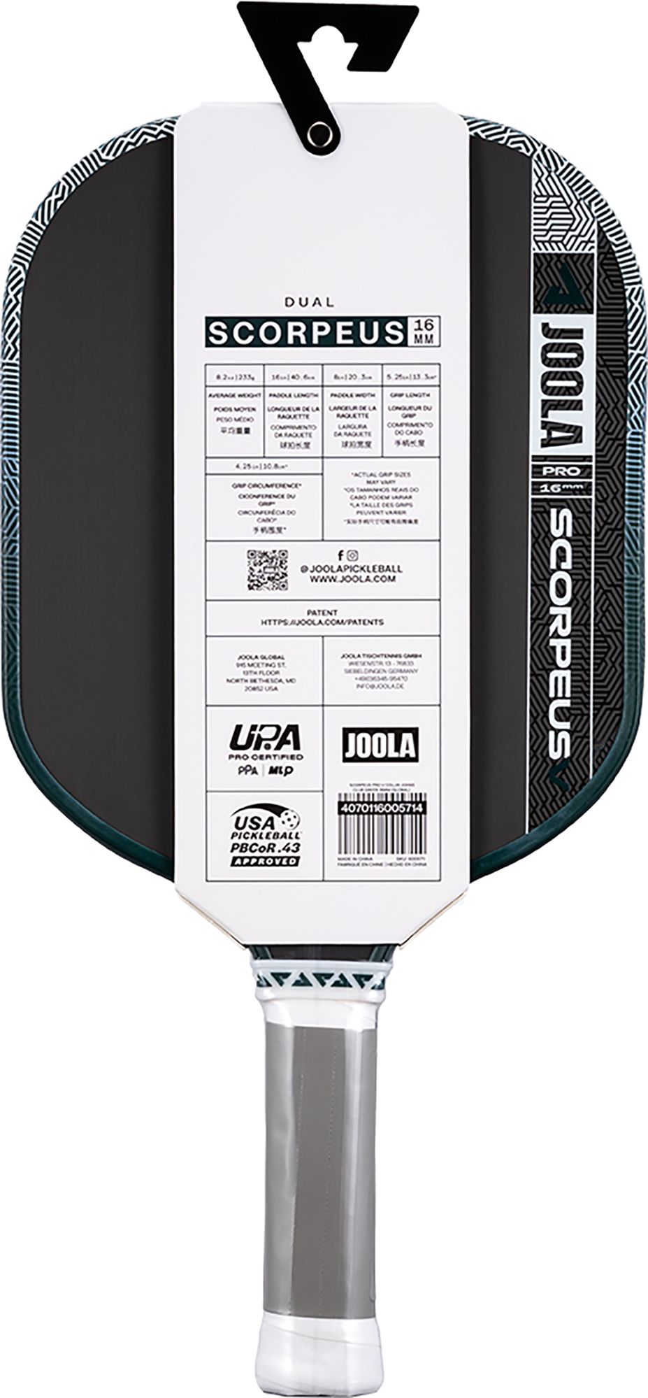 JOOLA Collin Johns Scorpeus Pro V 16mm Pickleball Paddle product image