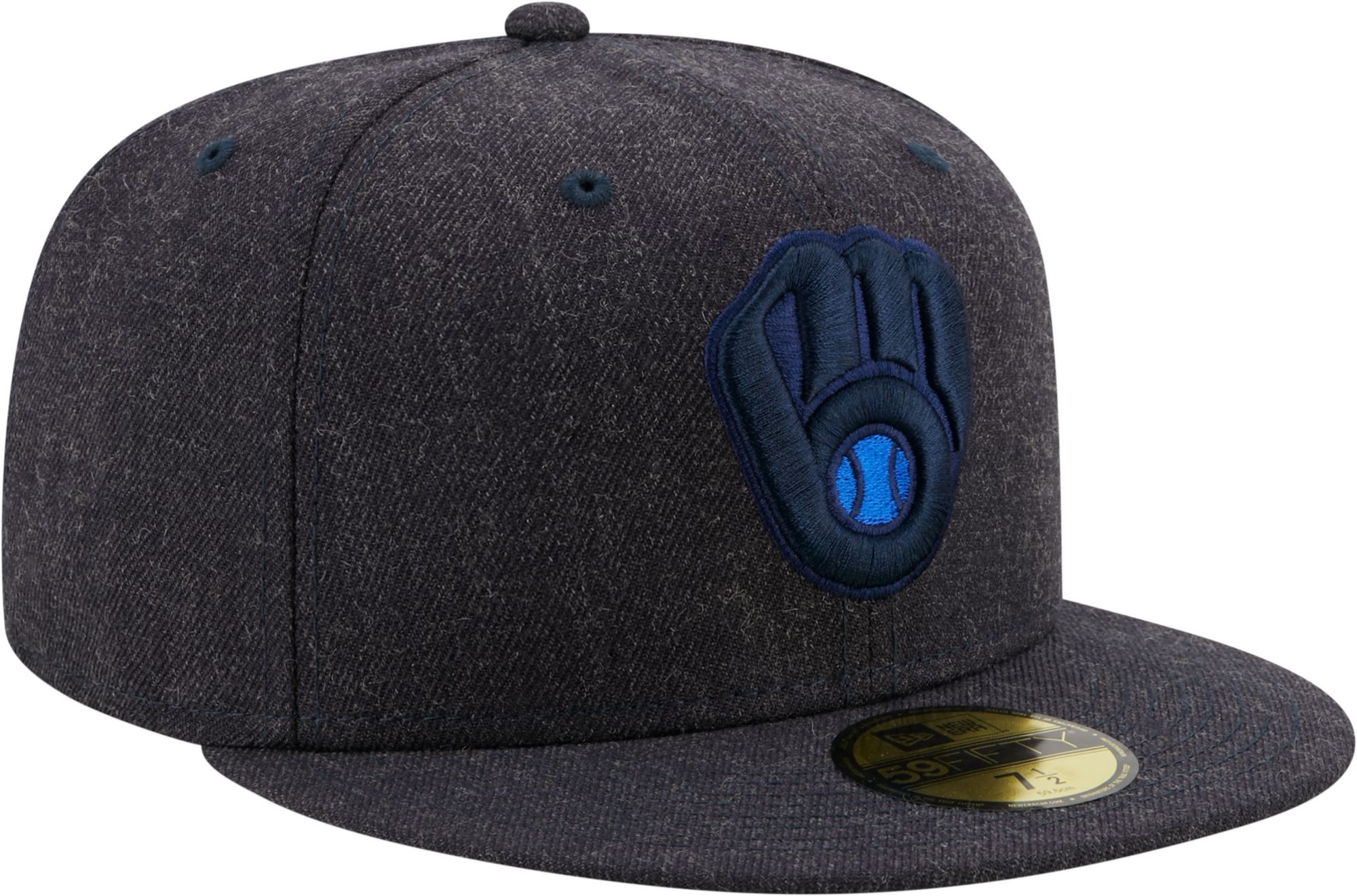New Era Men's Milwaukee Brewers 59Fifty Navy Heather Classic Fitted Hat product image
