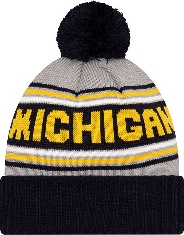 New Era Men's Michigan Wolverines Blue Cheer Knit Pom Beanie product image
