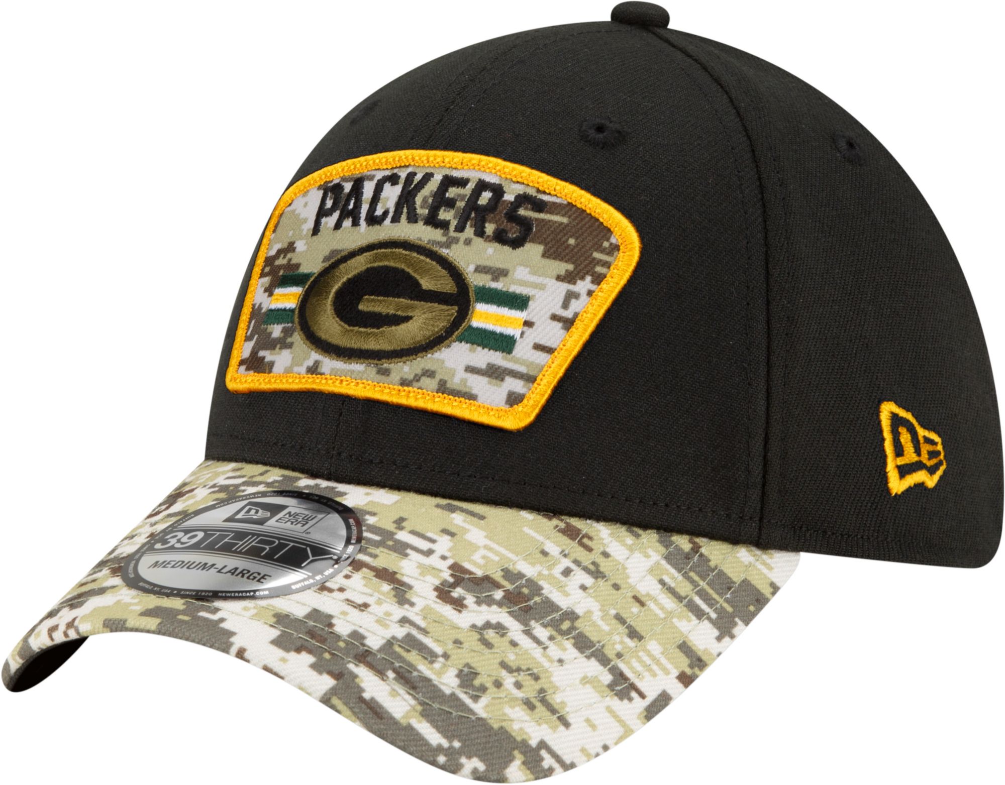 New Era Men's Green Bay Packers Salute to Service 39Thirty Black Stretch Fit Hat product image