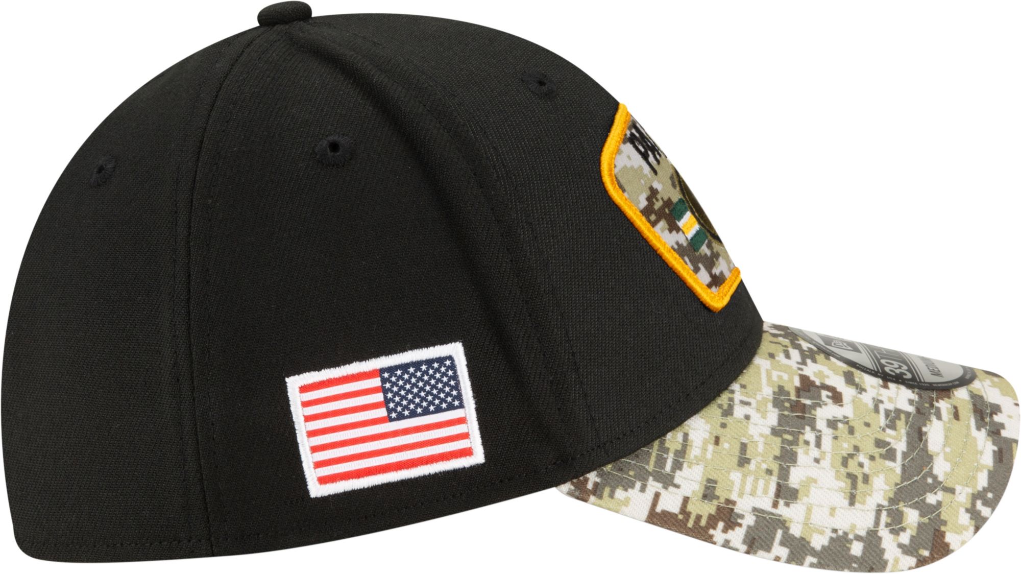 New Era Men's Green Bay Packers Salute to Service 39Thirty Black Stretch Fit Hat product image