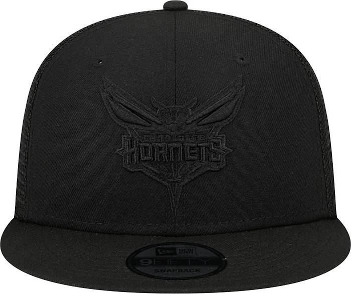 Charlotte Hornets New Era Black & White Logo 9FIFTY Adjustable Snapback Hat  - Black