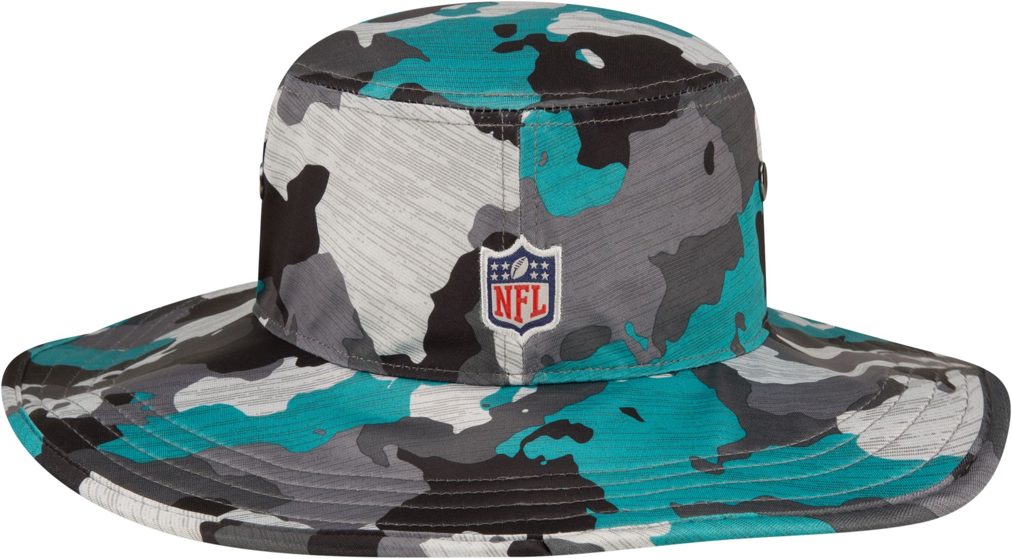 New Era Men's Miami Dolphins Training Camp 2022 Sideline Panama Camouflage Bucket Hat product image