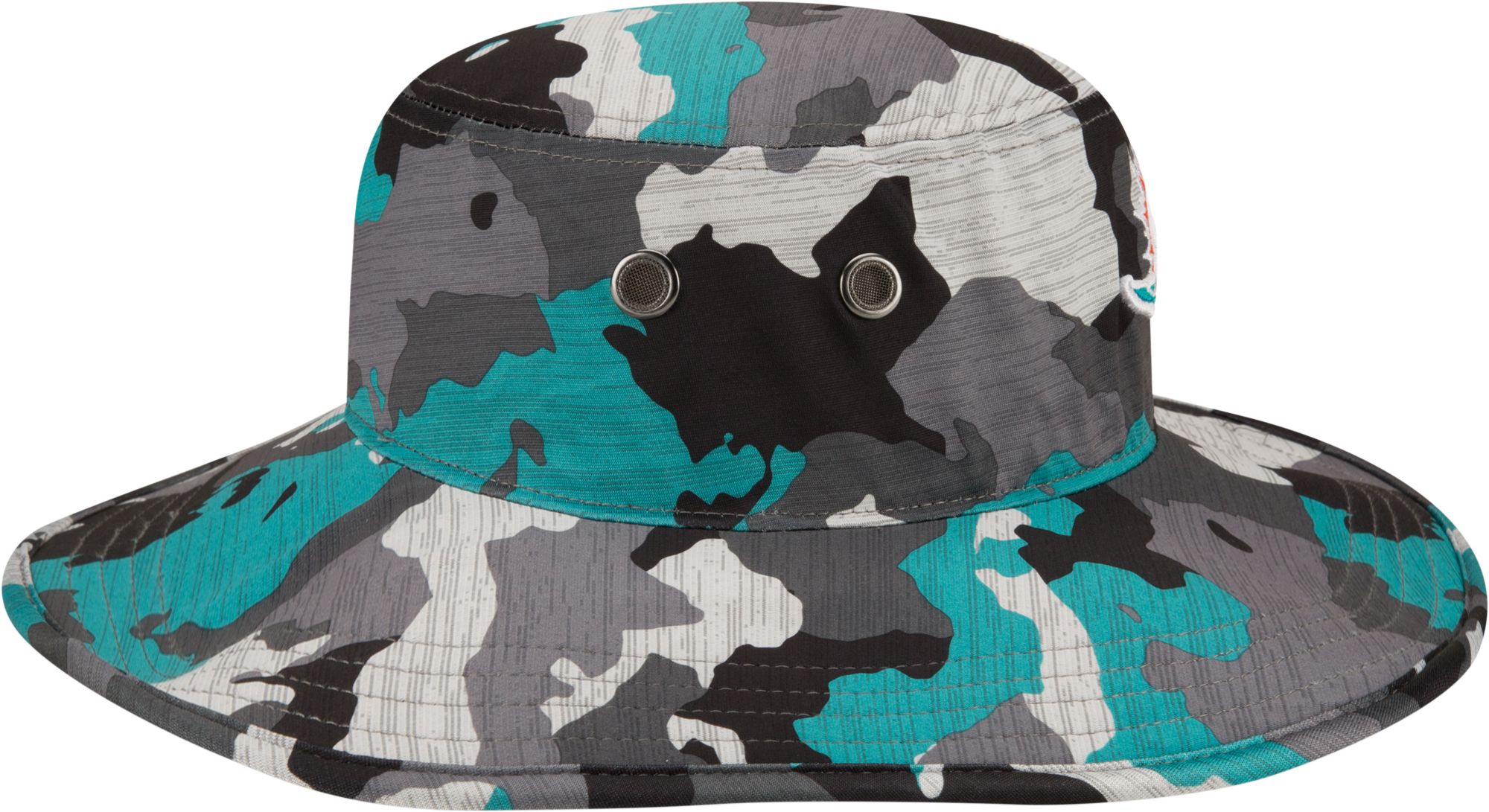 New Era Men's Miami Dolphins Training Camp 2022 Sideline Panama Camouflage Bucket Hat product image