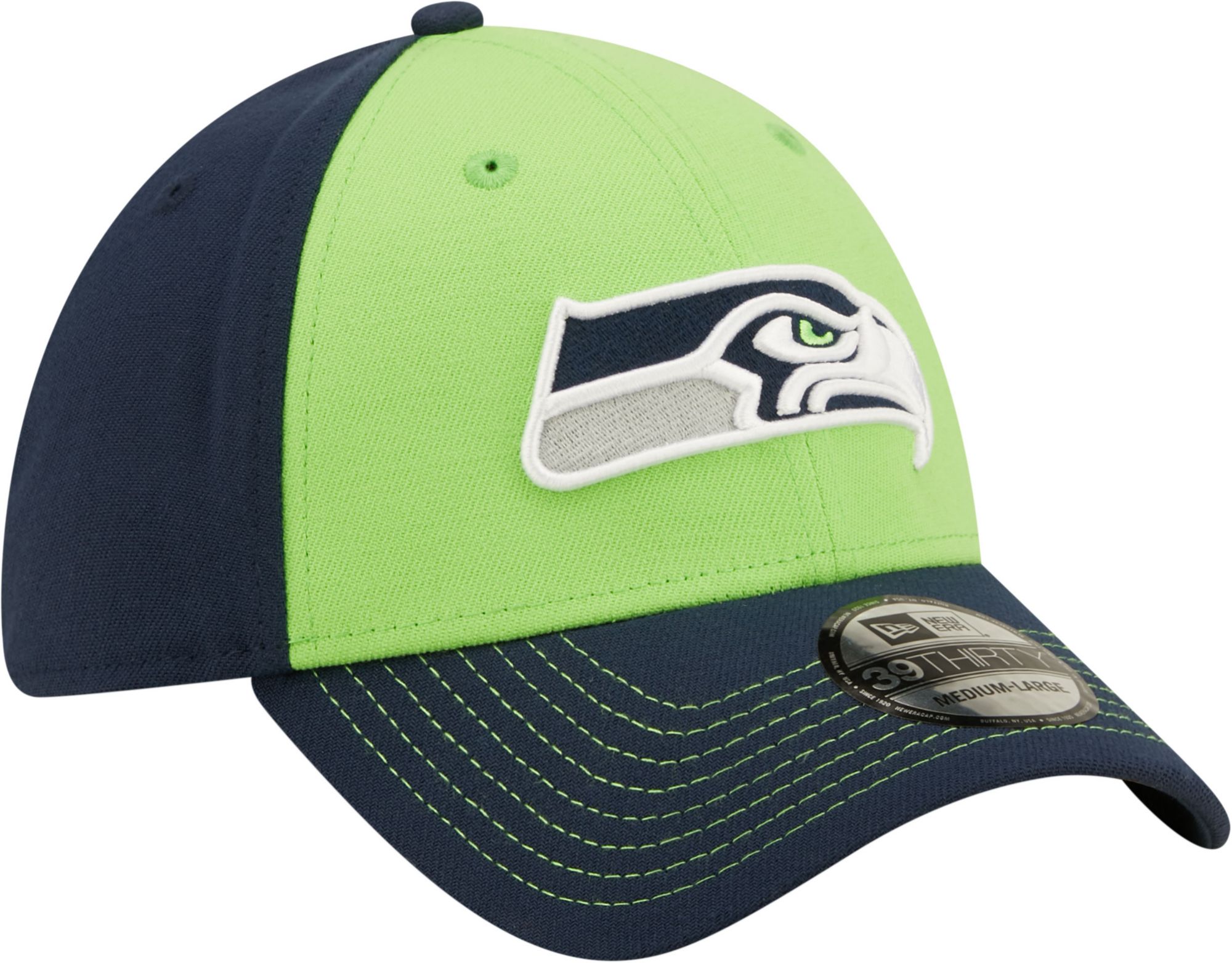 New Era Men's Seattle Seahawks Classic Navy 39Thirty Stretch Fit Hat