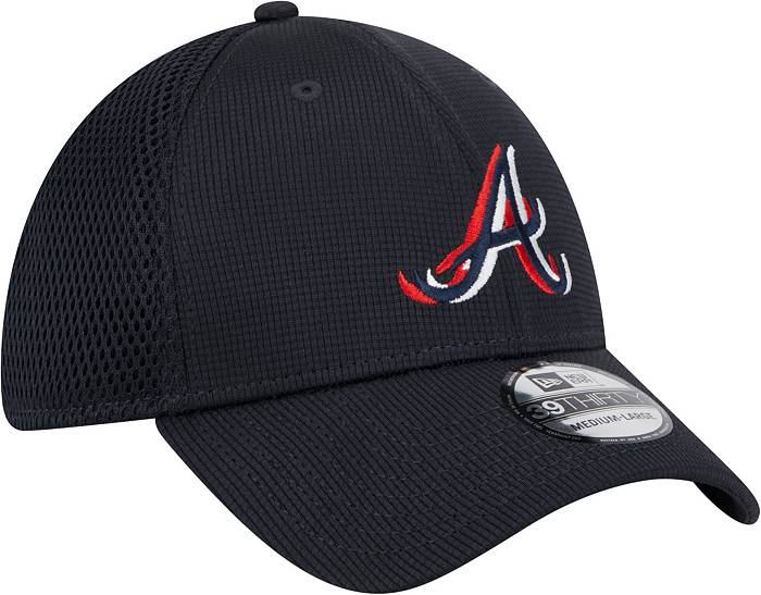 New Era Men's Atlanta Braves Navy 39THIRTY Overlap Stretch Fit Hat