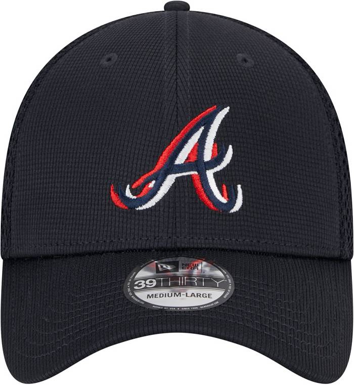 New Era Men's Atlanta Braves Navy 39THIRTY Overlap Stretch Fit Hat