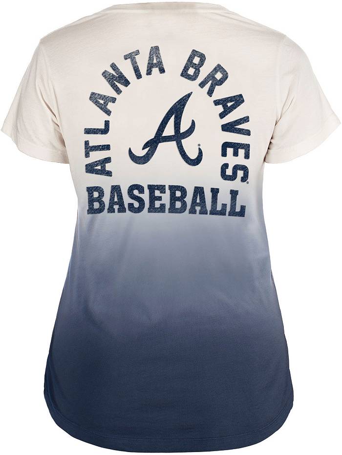 New Era Women's Navy Atlanta Braves Tie-Dye Cropped Long Sleeve T