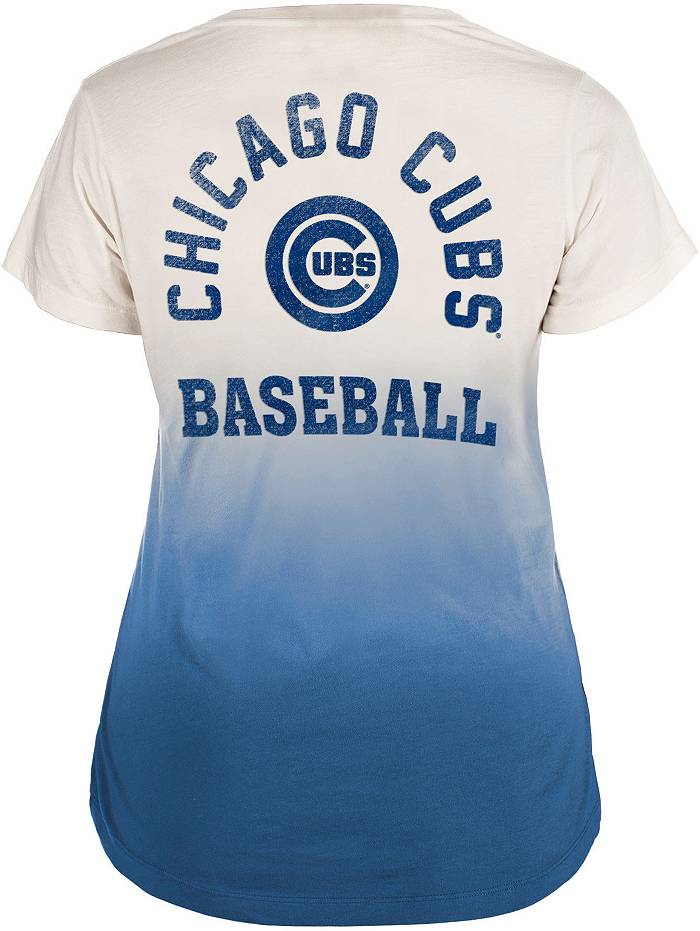 New Era Women's Chicago Cubs Blue Dipdye Scoop V-Neck