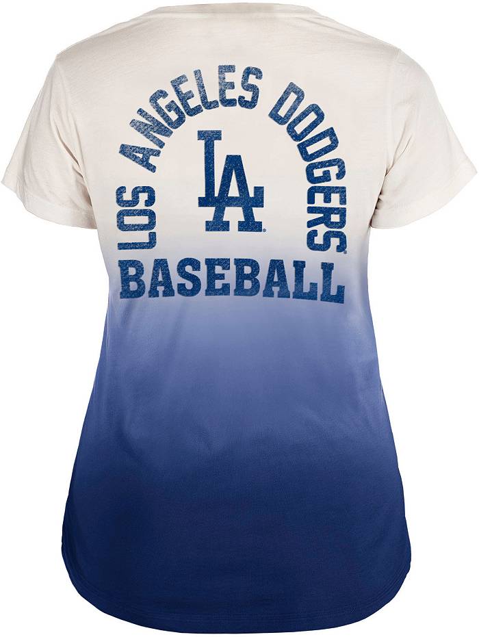 New Era Women's Los Angeles Dodgers Blue Dipdye Scoop V-Neck