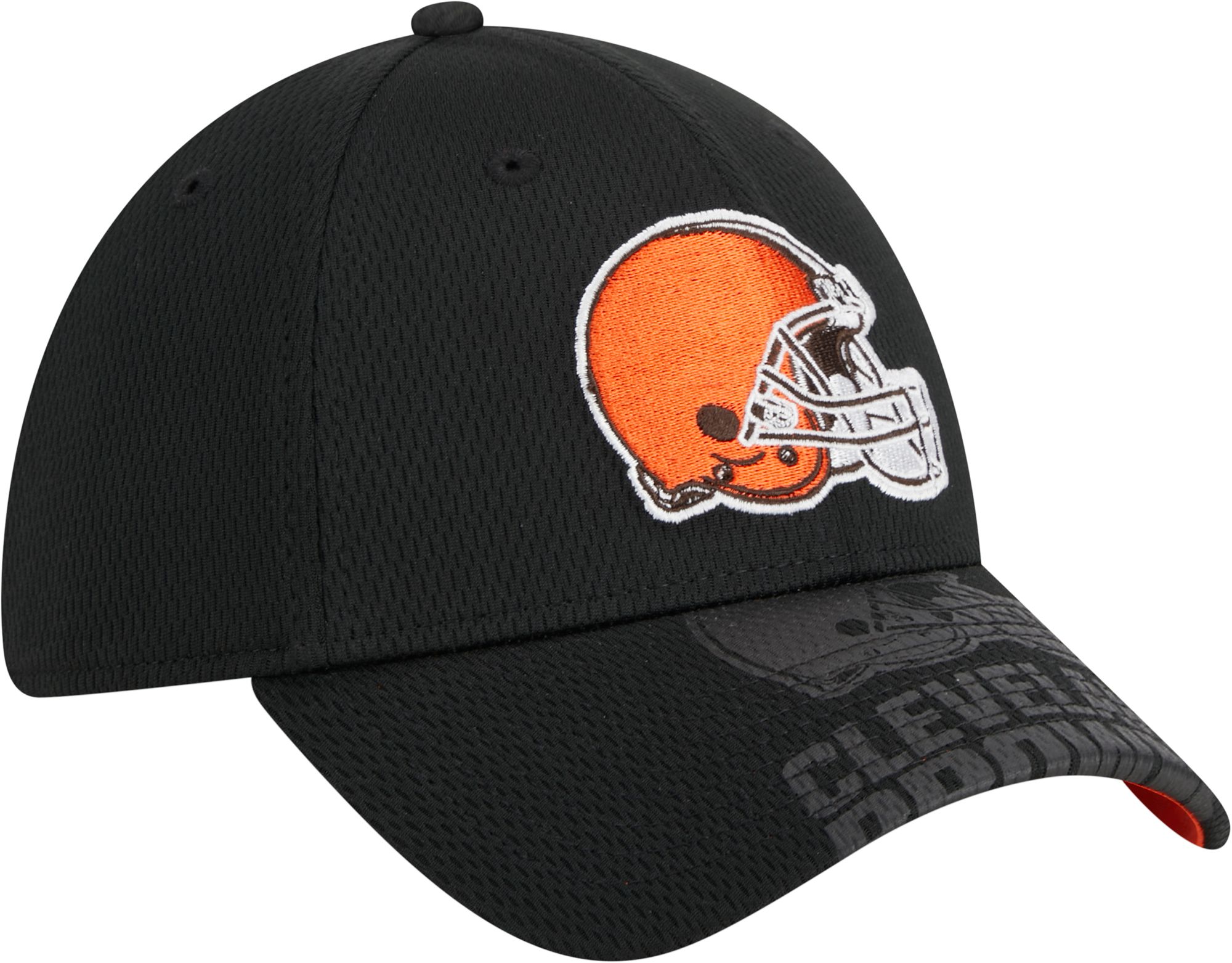 New Era Men's Cleveland Browns Top Visor 39Thirty Black Stretch Fit Hat