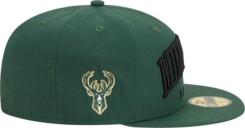 New Era Adult Milwaukee Bucks Text 59Fifty Hat