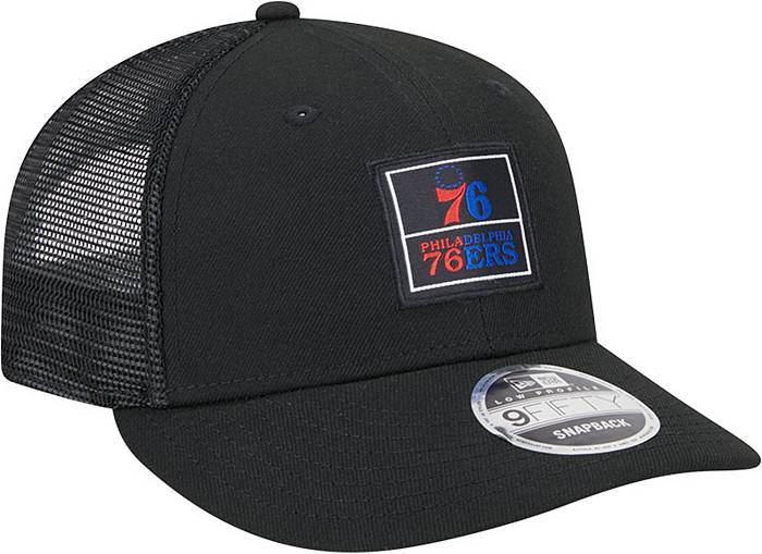 New Era Philadelphia 76ers Distinct Trucker 9TWENTY Adjustable Hat - Blue, Blue, Cotton/Poly Blend, Size ADJ, Rally House