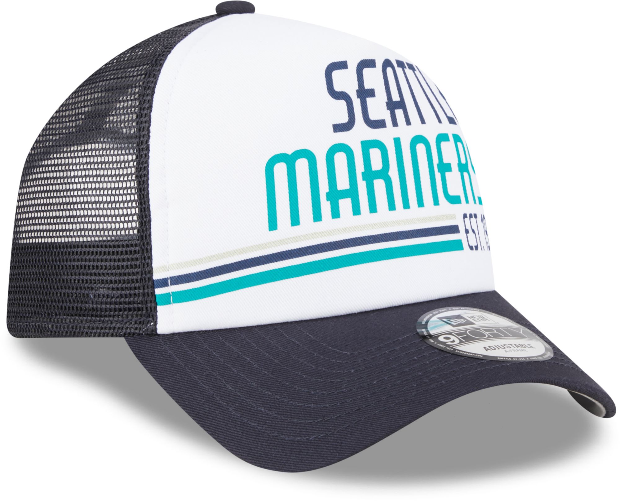 New Era Men's Seattle Mariners Navy Stacked 9Forty Adjustable Hat