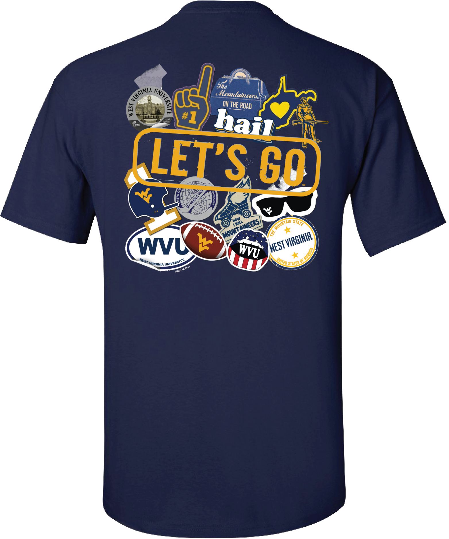 New World Graphics Men's West Virginia Mountaineers Blue Stickers T-Shirt product image