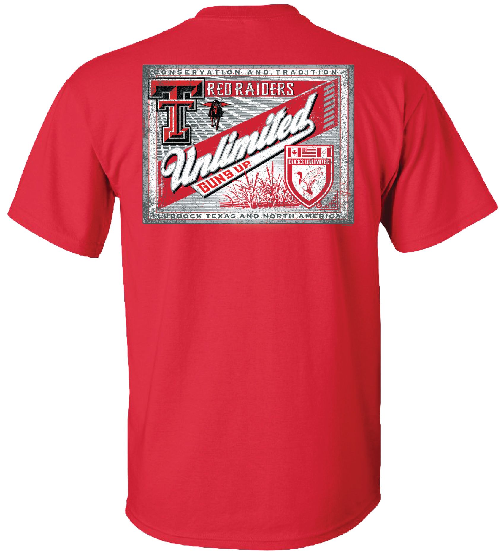 New World Graphics Men's Texas Tech Red Raiders Red Ducks Unlimited Label T-Shirt product image
