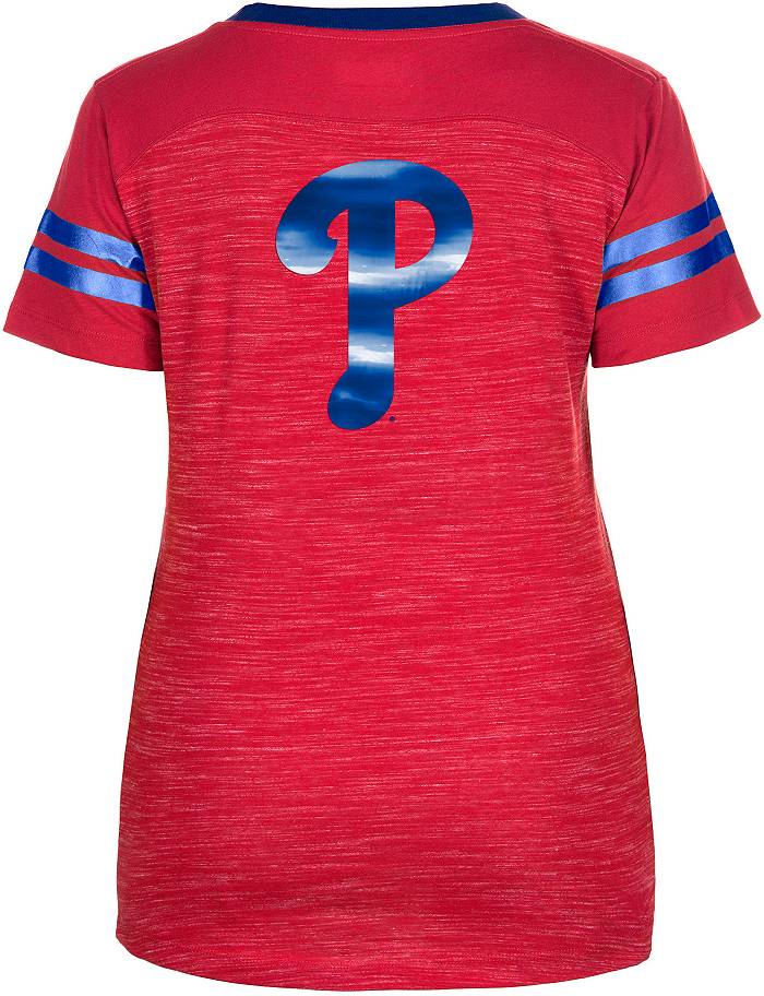 Women's Heathered Charcoal/Red Philadelphia Phillies Plus Size Colorblock T- Shirt