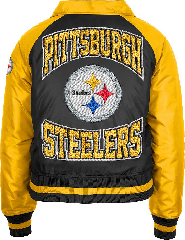 New Era Women's Pittsburgh Steelers Black Nylon Throwback Varsity Jacket