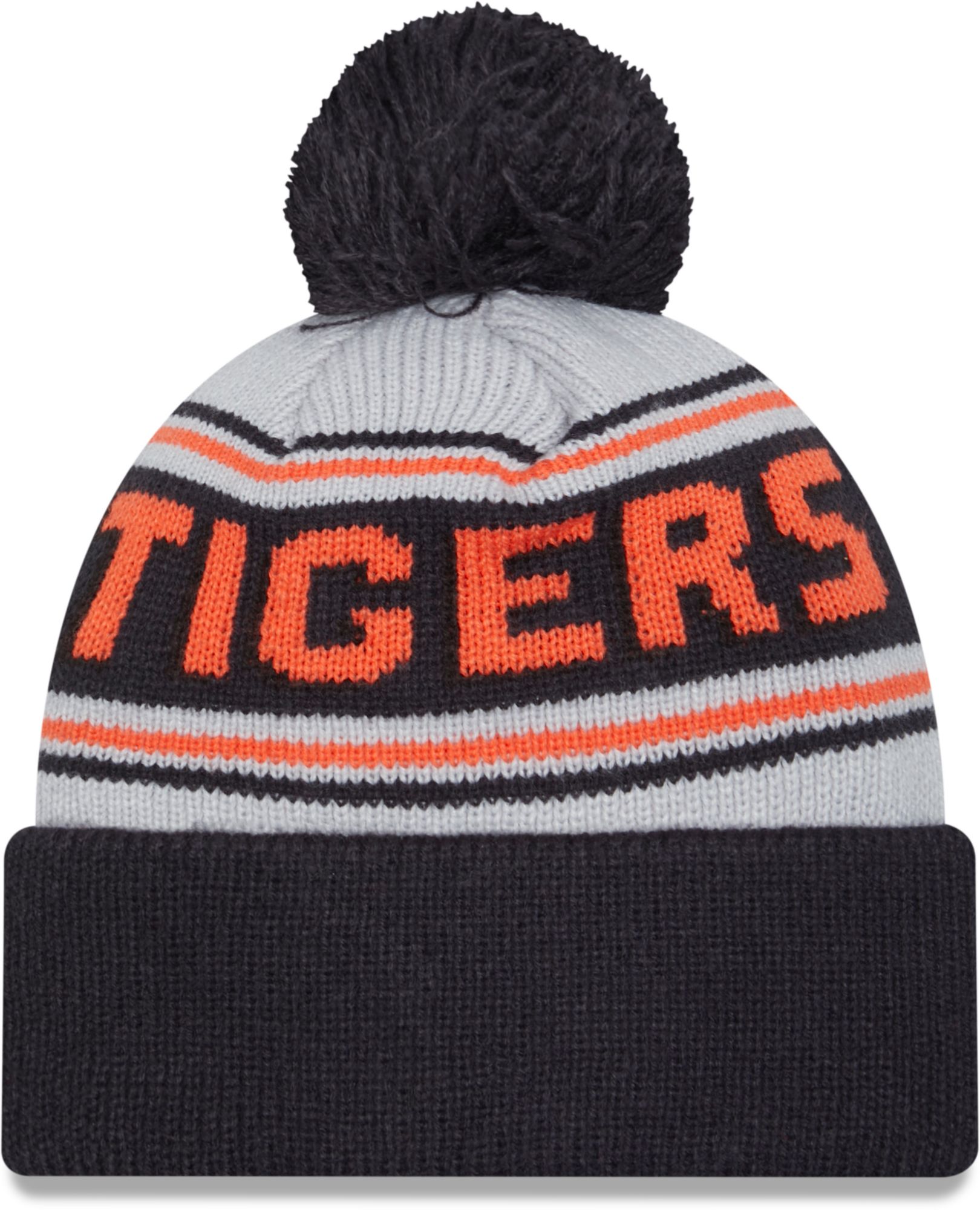 New Era Adult Detroit Tigers Navy Word Pom Knit Hat