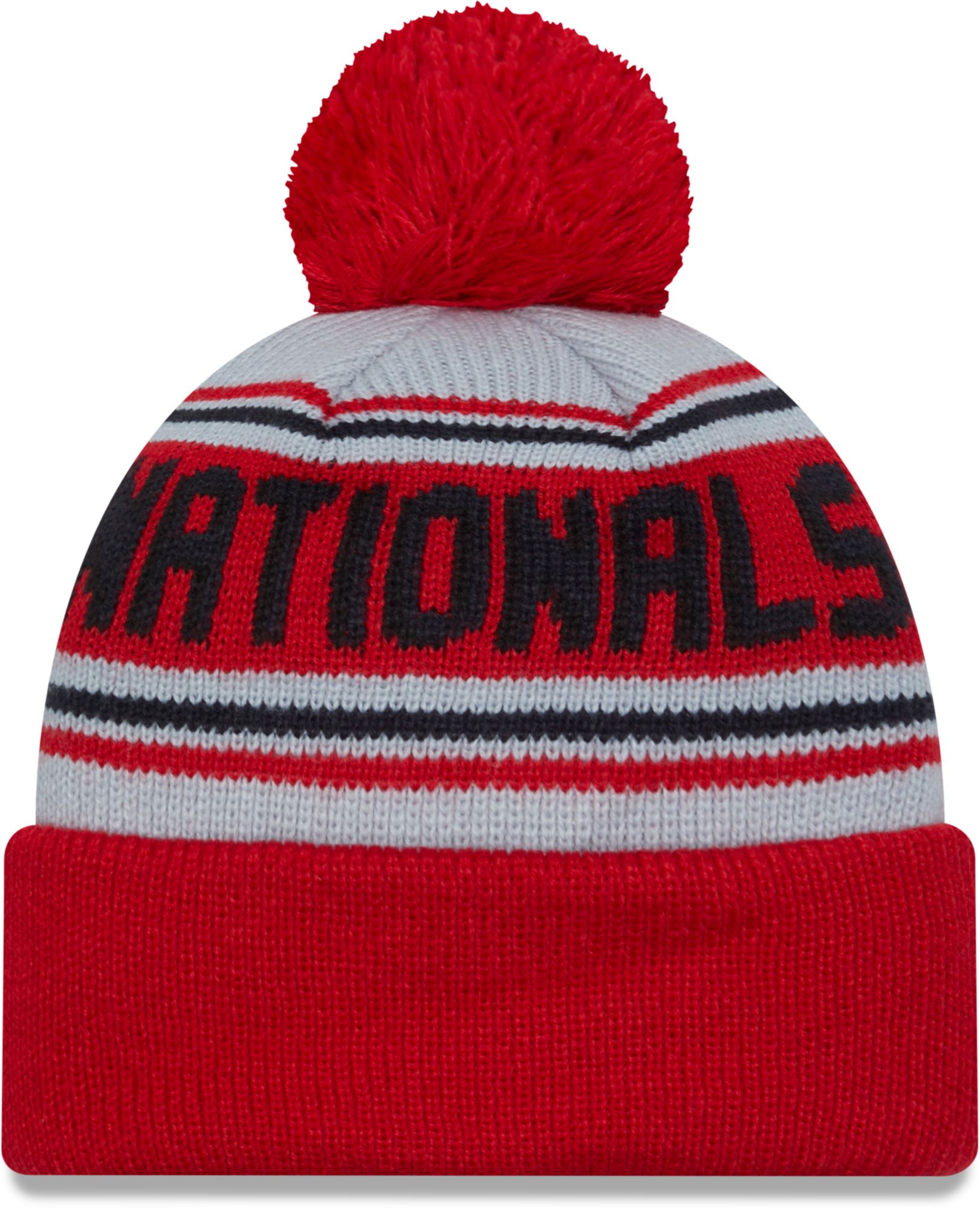 New Era Adult Washington Nationals Red Word Pom Knit Hat