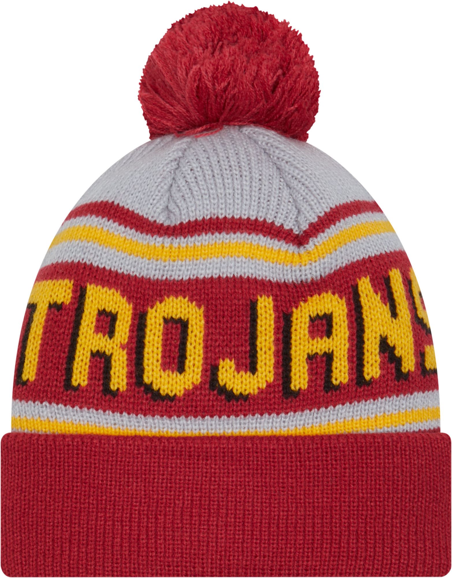 New Era Men's USC Trojans Cardinal Pom Wordmark Beanie