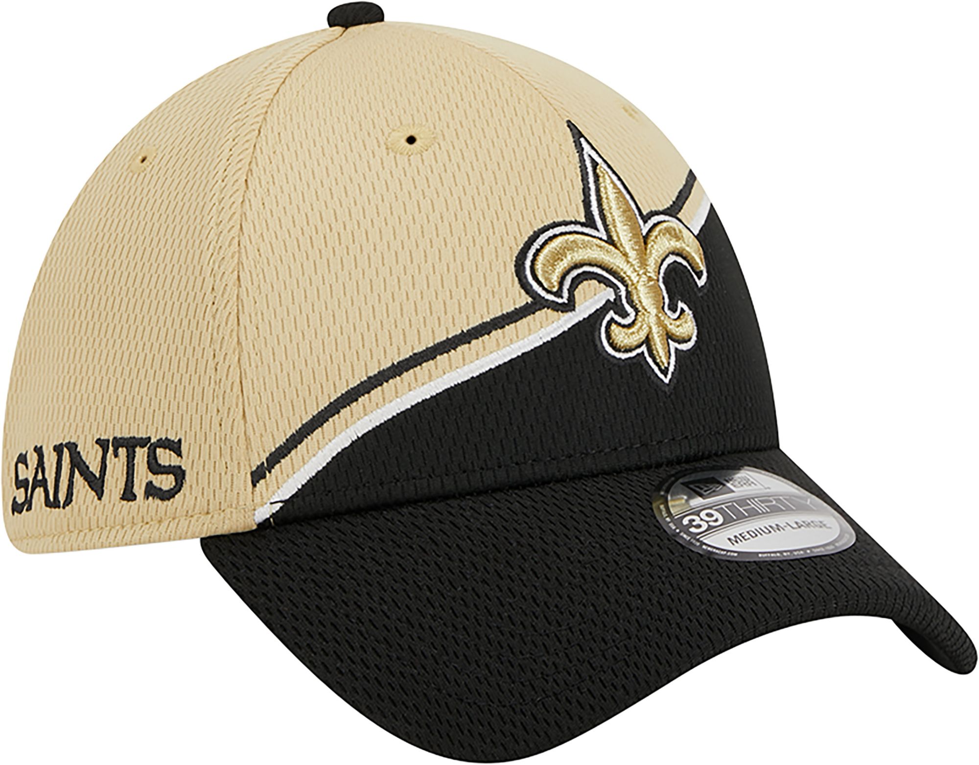 New Era Men's Orleans Saints 2023 Sideline Alternate Black 39Thirty Stretch Fit Hat