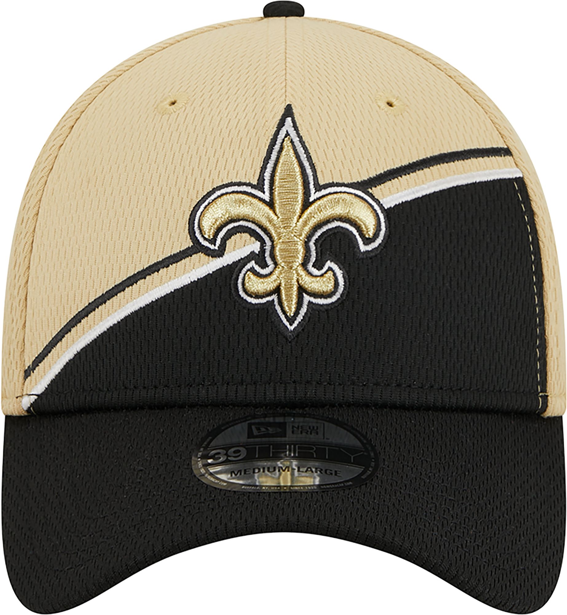 New Era Men's Orleans Saints 2023 Sideline Alternate Black 39Thirty Stretch Fit Hat