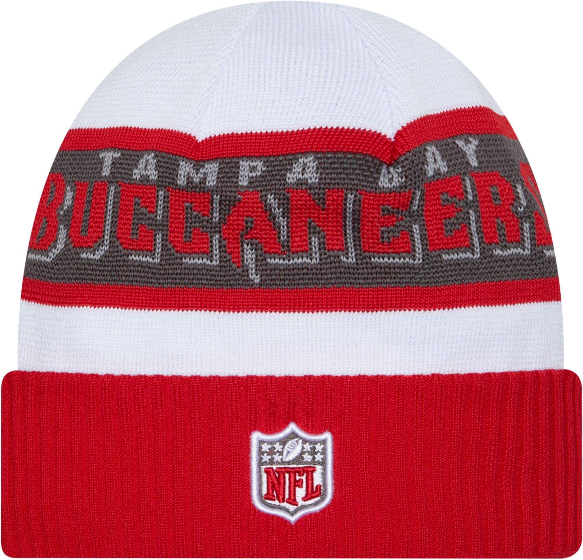 New Era Men's Tampa Bay Buccaneers 2023 Sideline White Tech Knit Beanie