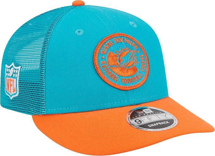 Youth New Era Camo Miami Dolphins Main Trucker 9FIFTY Snapback Hat