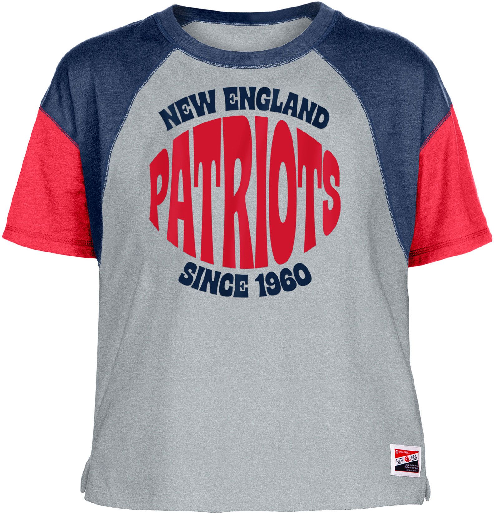 New Era Women's England Patriots Color Block Grey T-Shirt