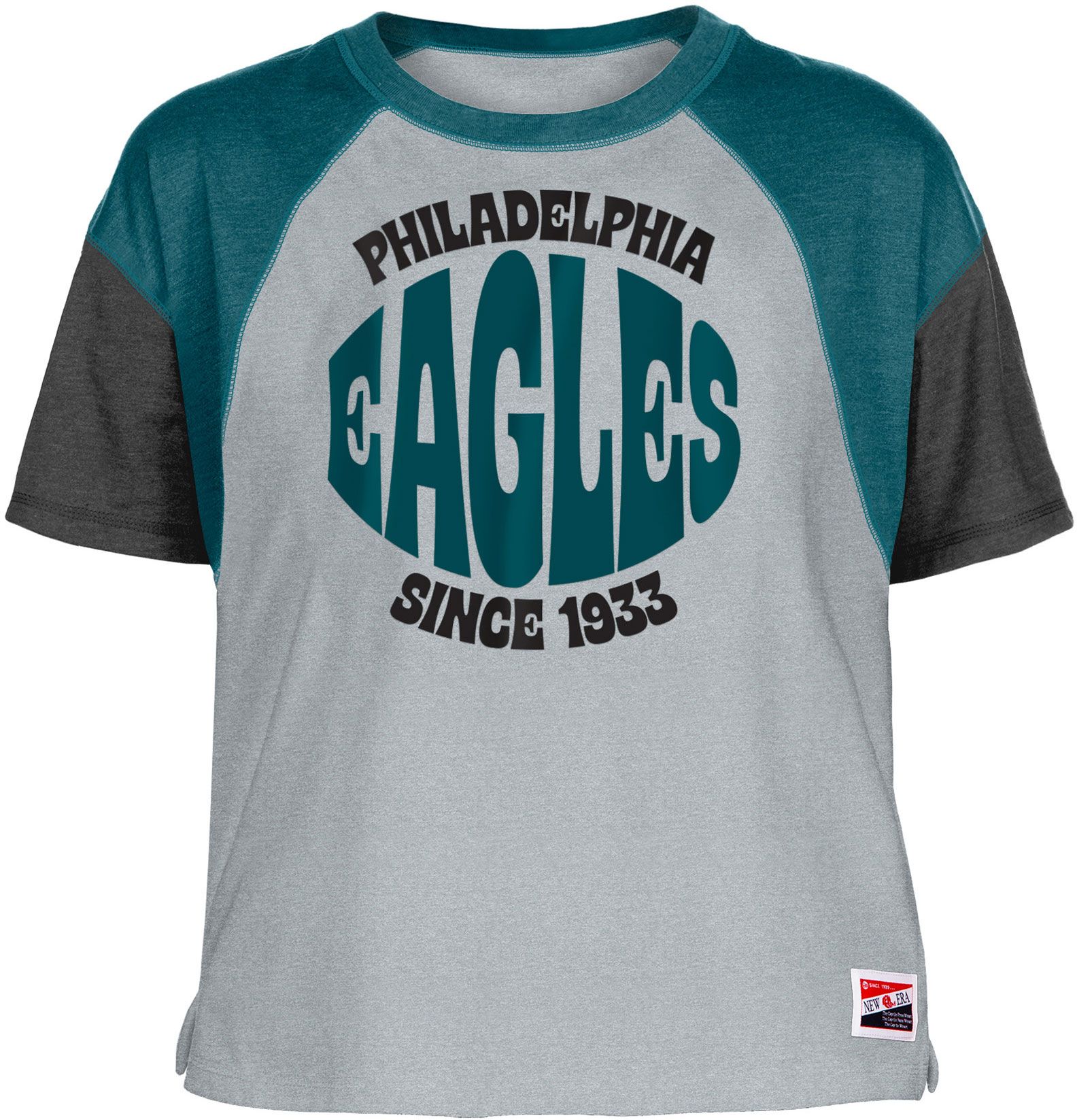 New Era Women's Philadelphia Eagles Color Block Grey T-Shirt