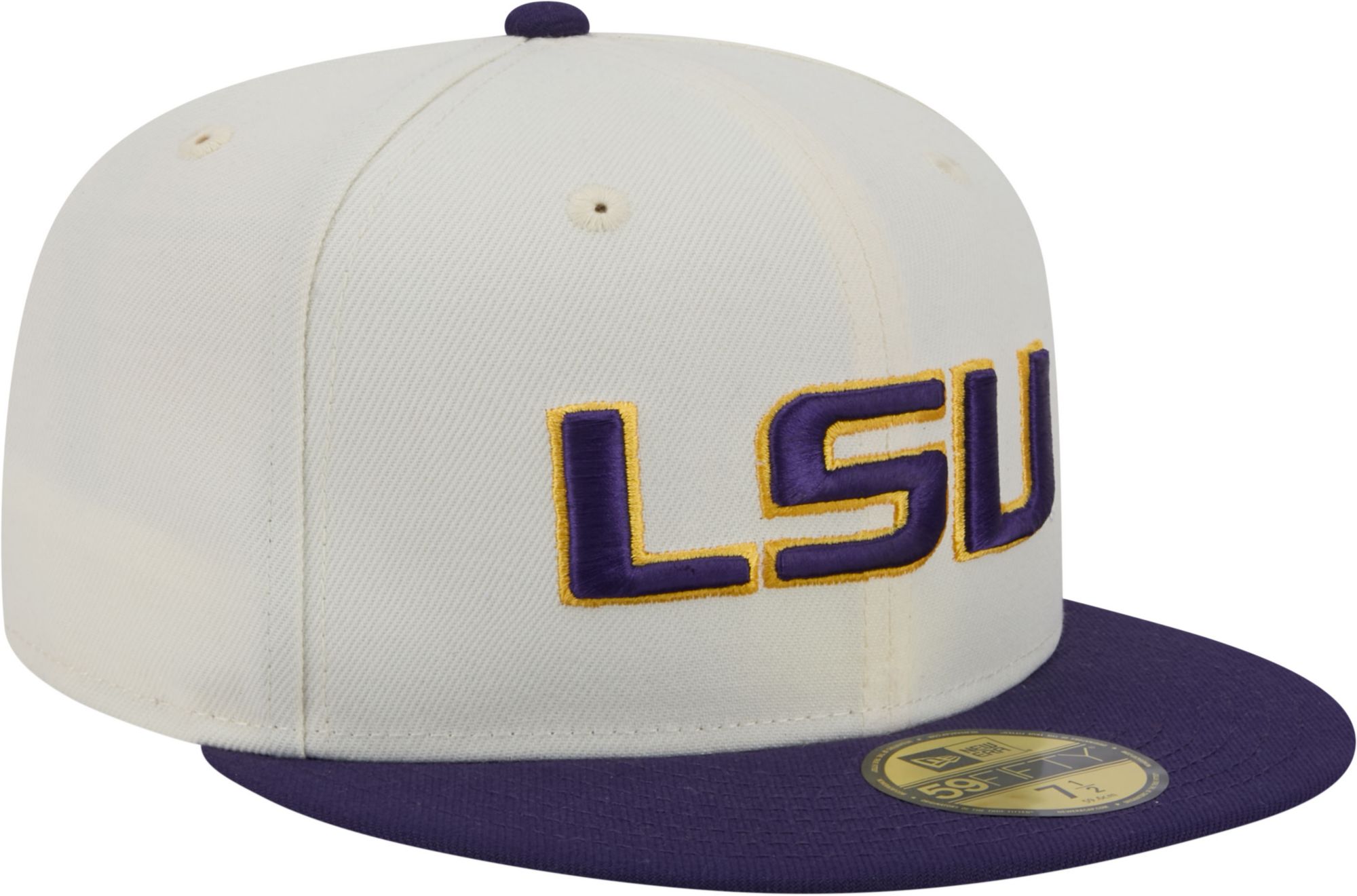 New Era Men's LSU Tigers White 59Fifty Fitted Hat product image