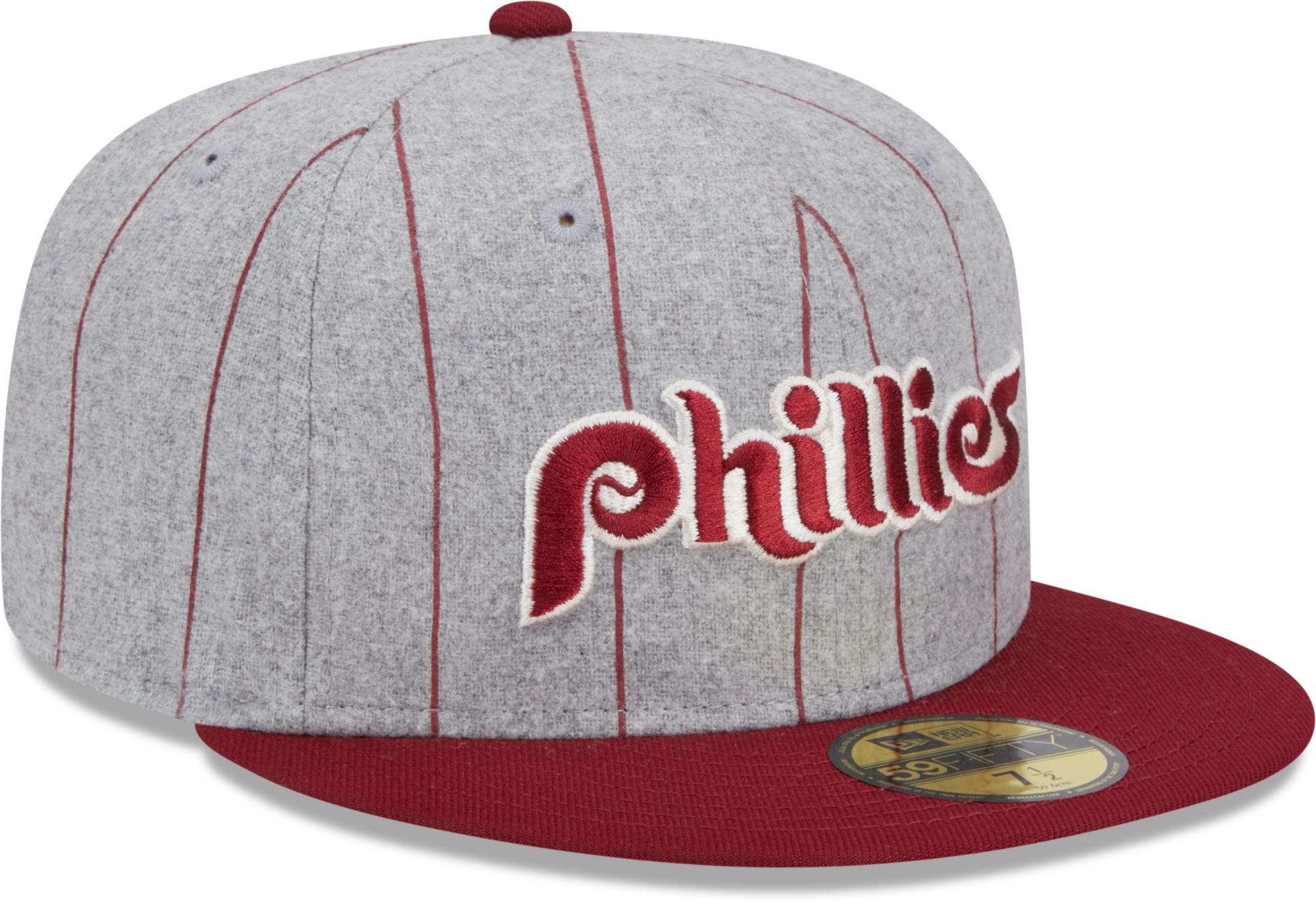 New Era Men's Philadelphia Phillies Red Heather Pinstripe 59Fifty Fitted Hat