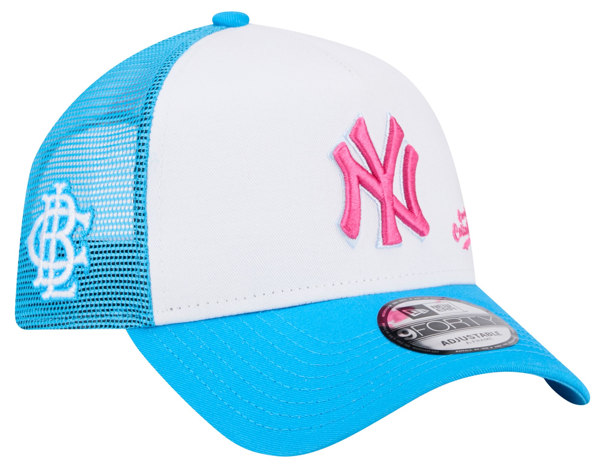 New Era Men's New York Yankees Big League Chew Curveball Cotton Candy White A-Frame 9Forty Adjustable Hat product image