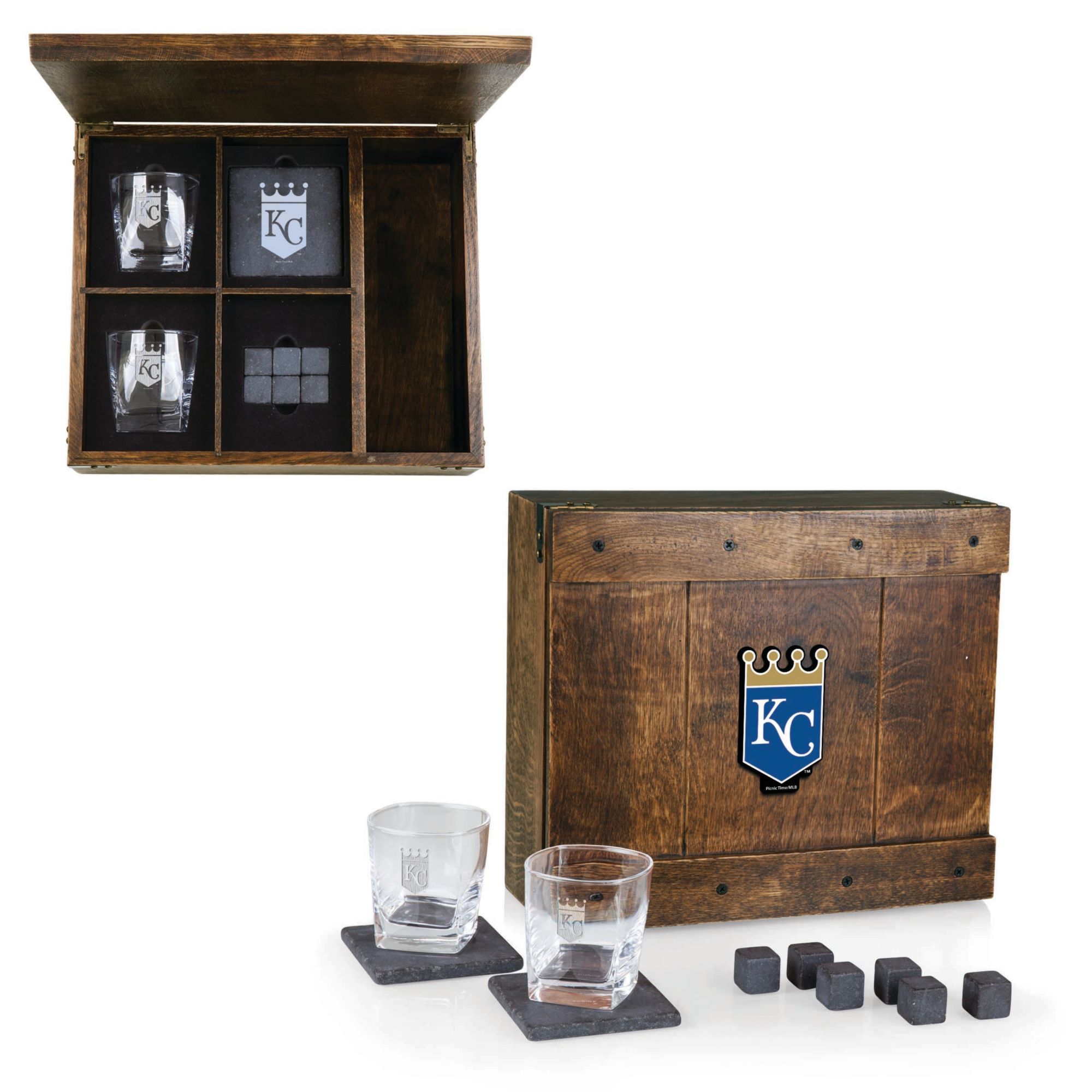 Picnic Time Kansas City Royals Whiskey Box Gift Set