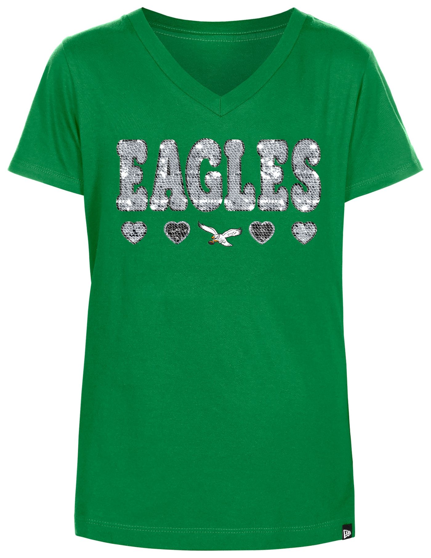 New Era Girls Philadelphia Eagles Sequins Flip Kelly Green T Shirt Dick s Sporting Goods